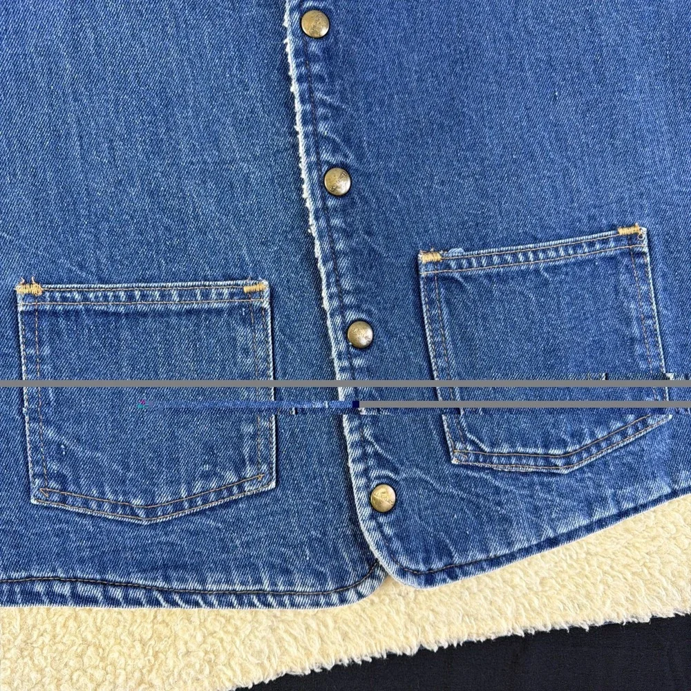 VTG 80's Carhartt Denim Western Style Vest Sherpa Lined Workwear Outerwear XXL - Picture 6 of 11